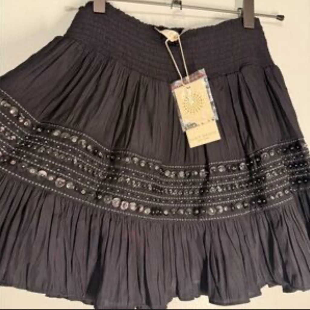 Ramy Brook Black Embellished Mini Skirt